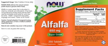 NOW Alfalfa 650 mg - supplement