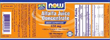 NOW Alfalfa Juice Concentrate 650 mg - supplement