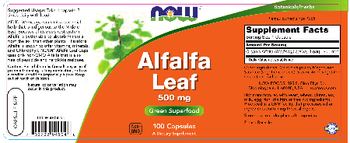 NOW Alfalfa Leaf 500 mg - supplement