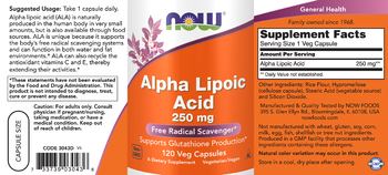 NOW Alpha Lipoic Acid 250 mg - supplement