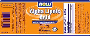 NOW Alpha Lipoic Acid Universal Antioxidant 250 mg - supplement