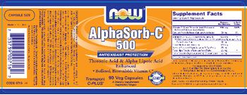 NOW AlphaSorb-C 500 - these statements have not been evaluated by the food and drug administration this product is not int