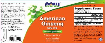 NOW American Ginseng 500 mg - supplement