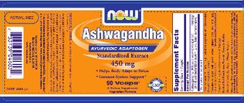 NOW Ashwagandha Standardized Extract 450 mg - supplement