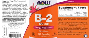 NOW B-2 100 mg - supplement