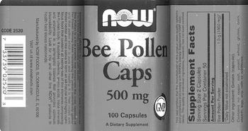 NOW Bee Pollen Caps 500 mg - supplement