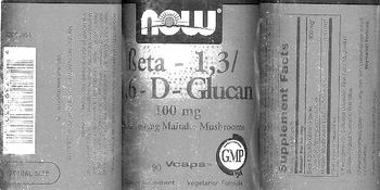 NOW Beta - 1,3/ 1,6-D-Glucan 100 mg With 160 mg Maitake Mushrooms - supplement