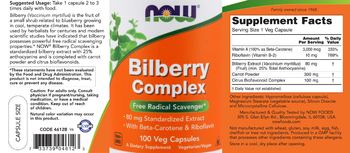 NOW Bilberry Complex - supplement