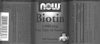 NOW Biotin 1,000 mcg - supplement