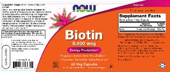 NOW Biotin 5,000 mcg - supplement