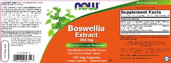 NOW Boswellia Extract 250 mg - supplement
