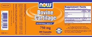 NOW Bovine Cartilage 750 mg - supplement
