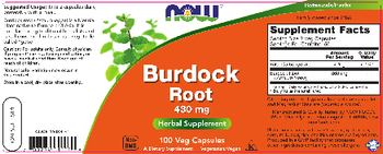 NOW Burdock Root 430 mg - herbal supplement