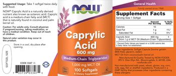 NOW Caprylic Acid 600 mg - supplement