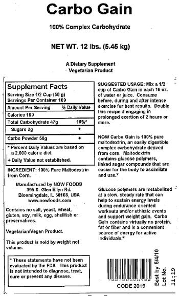 NOW Carbo Gain 100% Complex Carbohydrate - supplement