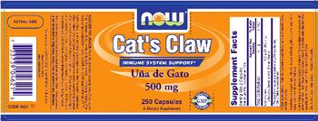 NOW Cat's Claw 500 mg - supplement