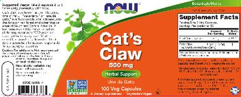 NOW Cat's Claw 500 mg - supplement