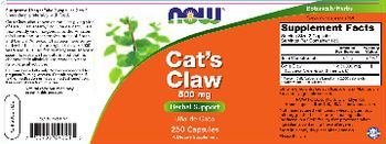 NOW Cat's Claw 500 mg - supplement