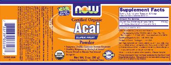 NOW Certified Organic Acai Powder - supplement