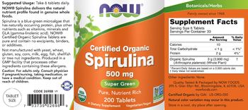 NOW Certified Organic Spirulina 500 mg - supplement
