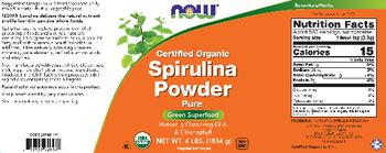 NOW Certified Organic Spirulina Powder Pure - supplement