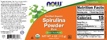 NOW Certified Organic Spirulina Powder Pure - supplement