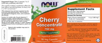 NOW Cherry Concentrate 750 mg - supplement