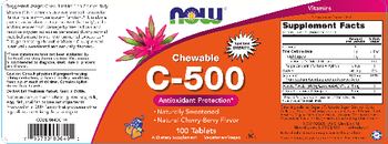 NOW Chewable C-500 Natural Cherry-Berry Flavor - supplement