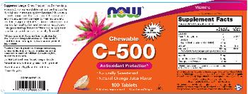 NOW Chewable C-500 Natural Orange Juice Flavor - supplement