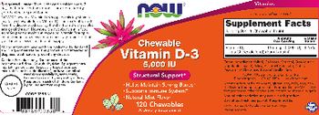 NOW Chewable Vitamin D-3 5,000 IU Natural Mint Flavor - supplement