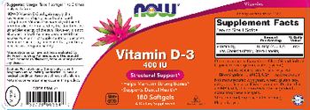 NOW Chewable Vitamin D3 400 IU - supplement