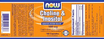 NOW Choline & Inositol 500 mg - supplement