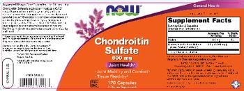NOW Chondroitin Sulfate 600 mg - supplement