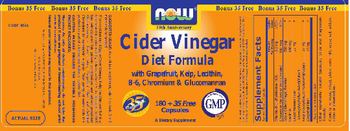 NOW Cider Vinegar Diet Formula With Grapefruit, Kelp, Lecithin, B-6, Chromium & Glucomannan - supplement