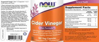 NOW Cider Vinegar - supplement