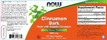 NOW Cinnamon Bark 500 mg - supplement