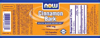 NOW Cinnamon Bark 600 mg - supplement