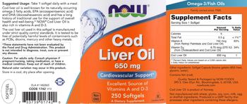 NOW Cod Liver Oil 650 mg - supplement