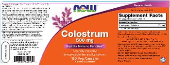 NOW Colostrum 500 mg - supplement