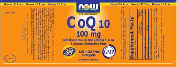 NOW CoQ10 100 mg With Rice Bran Oil And Vitamin E In An Enhanced Absorption Base - supplement