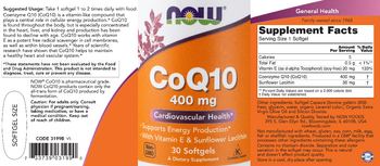 NOW CoQ10 400 mg - supplement