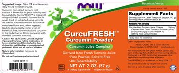 NOW CurcuFRESH Curcumin Powder - supplement
