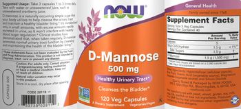 NOW D-Mannose 500 mg - supplement