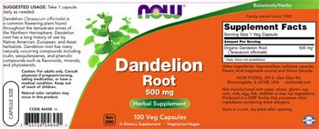 NOW Dandelion Root 500 mg - herbal supplement