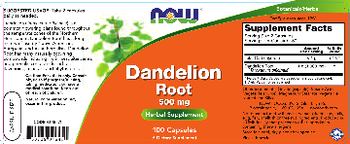 NOW Dandelion Root 500 mg - herbal supplement