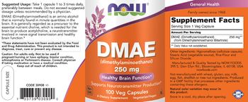 NOW DMAE (Dimethylaminoethanol) 250 mg - supplement