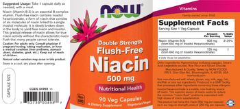 NOW Double Strength Flush-Free Niacin 500 mg - supplement