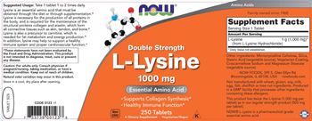 NOW Double Strength L-Lysine 1000 mg - supplement
