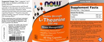 NOW Double Strength L-Theanine 200 mg - supplement