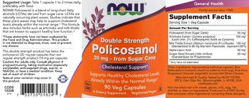NOW Double Strength Policosanol 20 mg - supplement